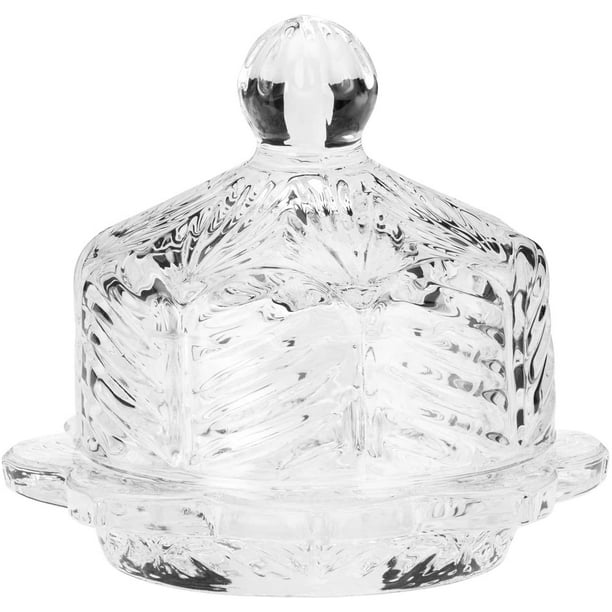 Set of 2 Clear Round Glass 3" 2Pc Small Butter Dish With Covered Dome